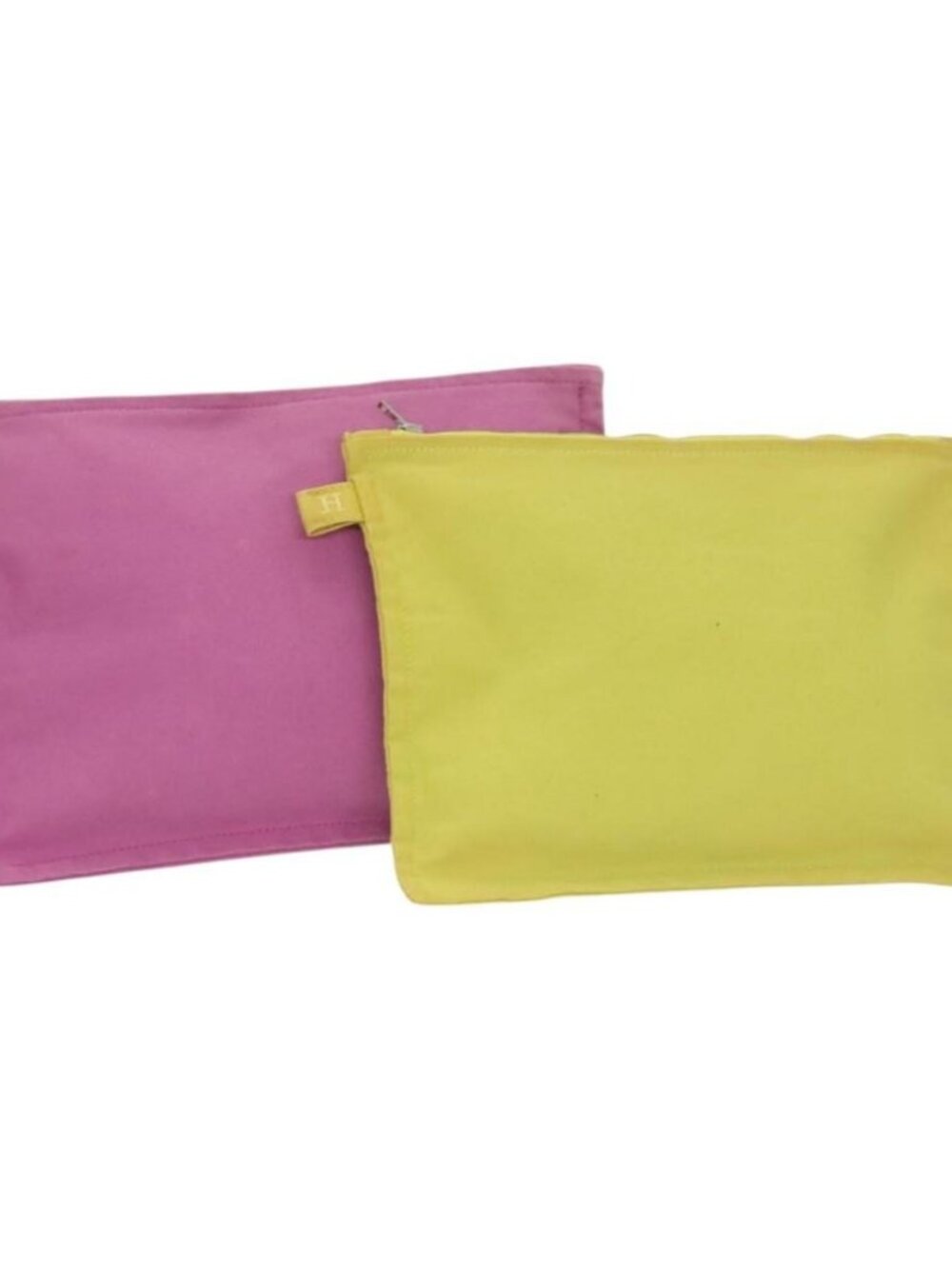 HERMES Bora Bora Pouch Canvas 2 Set Pink Yellow Auth ti3022